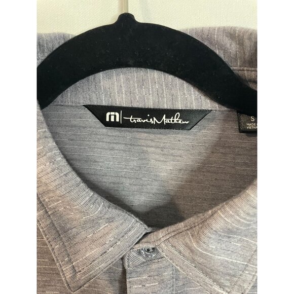Travis Mathew Men's Polo Shirt Small Gray & Black Striped Premium Comfort - Picture 5 of 12